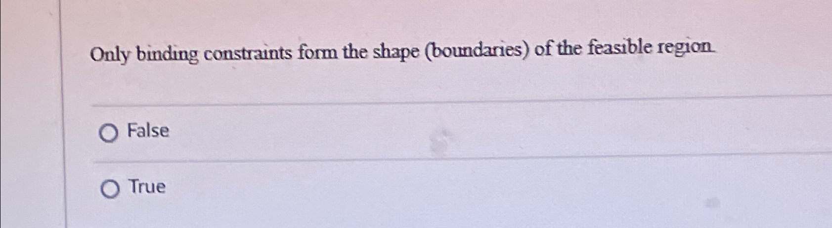  Only binding constraints form the shape (boundaries) of the feasible region
