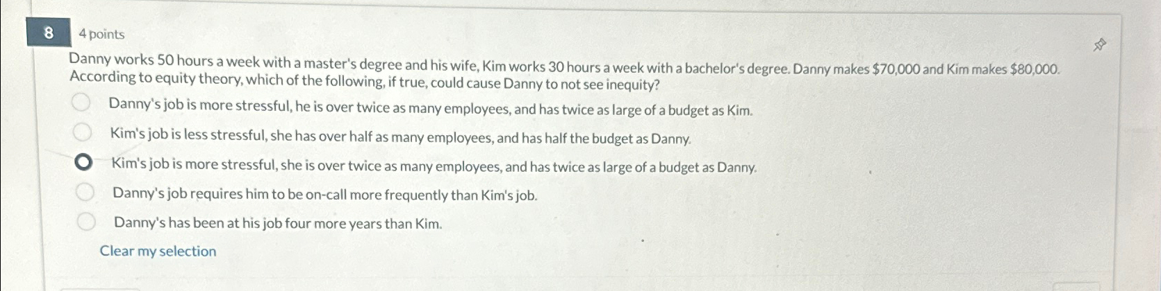  84 points Danny works 50 hours a week with a master's