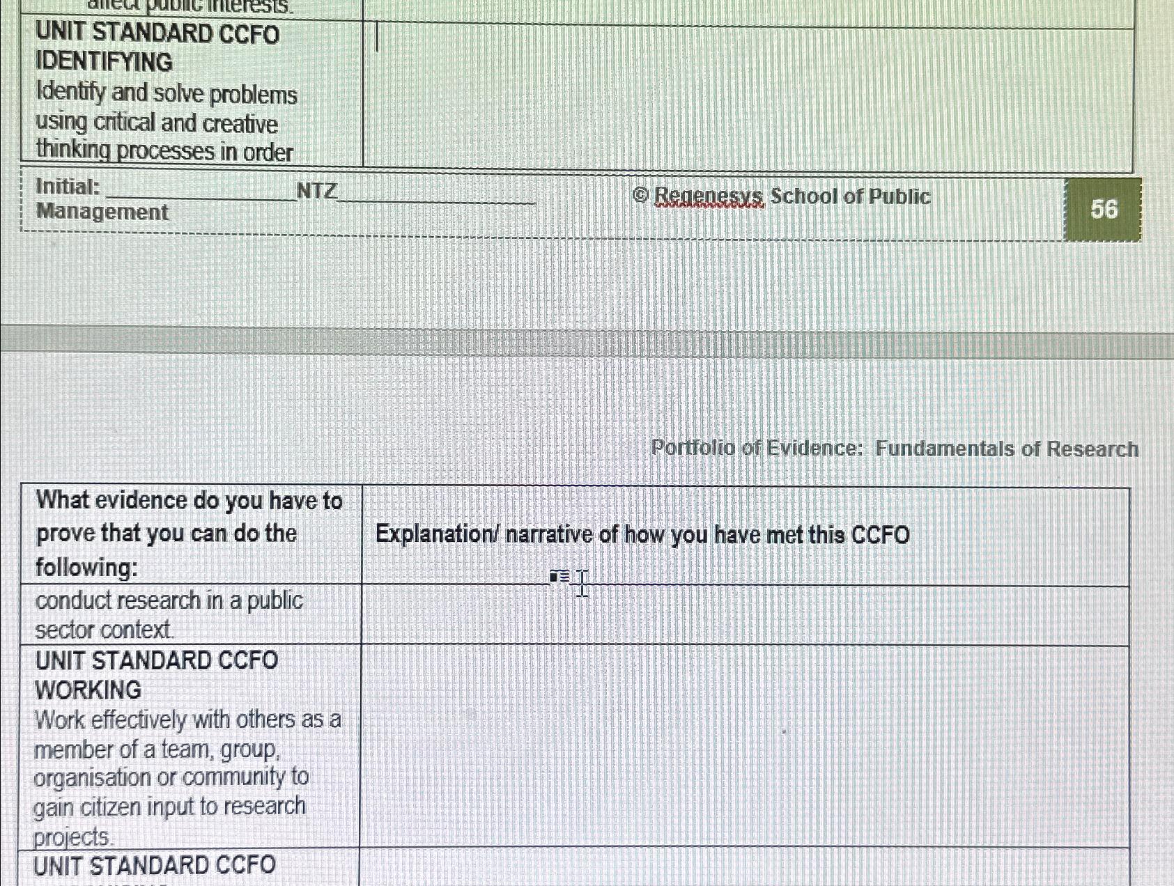  UNIT STANDARD CCFO IDENTIFYING Identify and solve problems using critical and