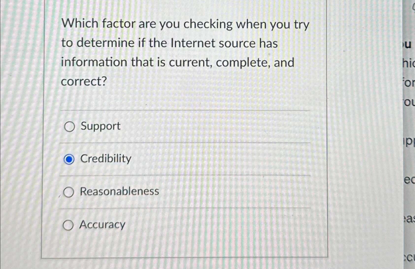  Which factor are you checking when you try to determine if