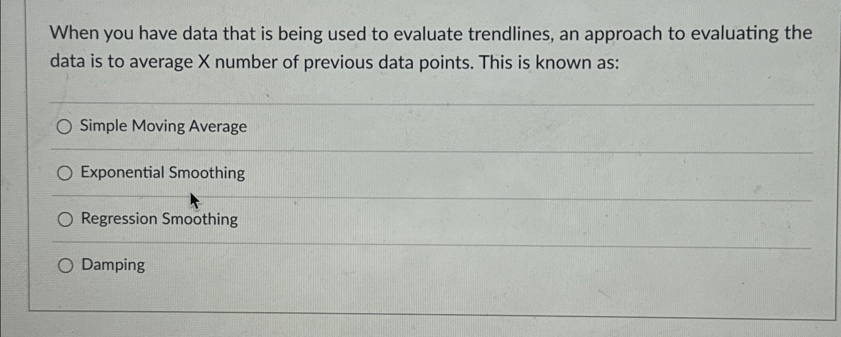  When you have data that is being used to evaluate trendlines,