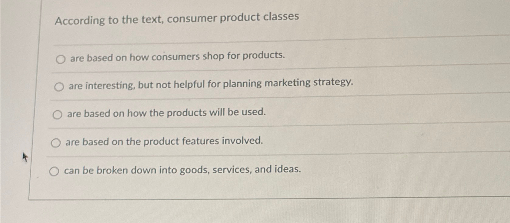  According to the text, consumer product classes are based on how