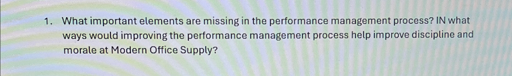  What important elements are missing in the performance management process? IN
