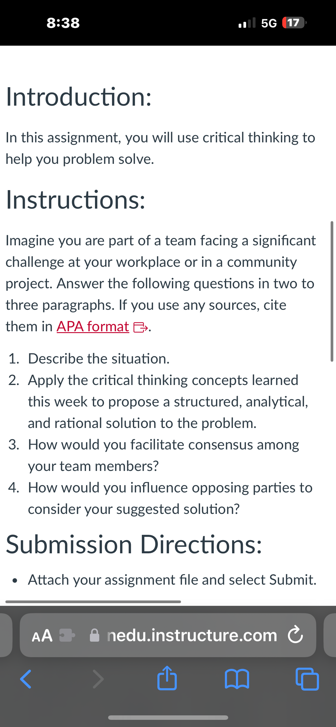  Introduction: In this assignment, you will use critical thinking to help