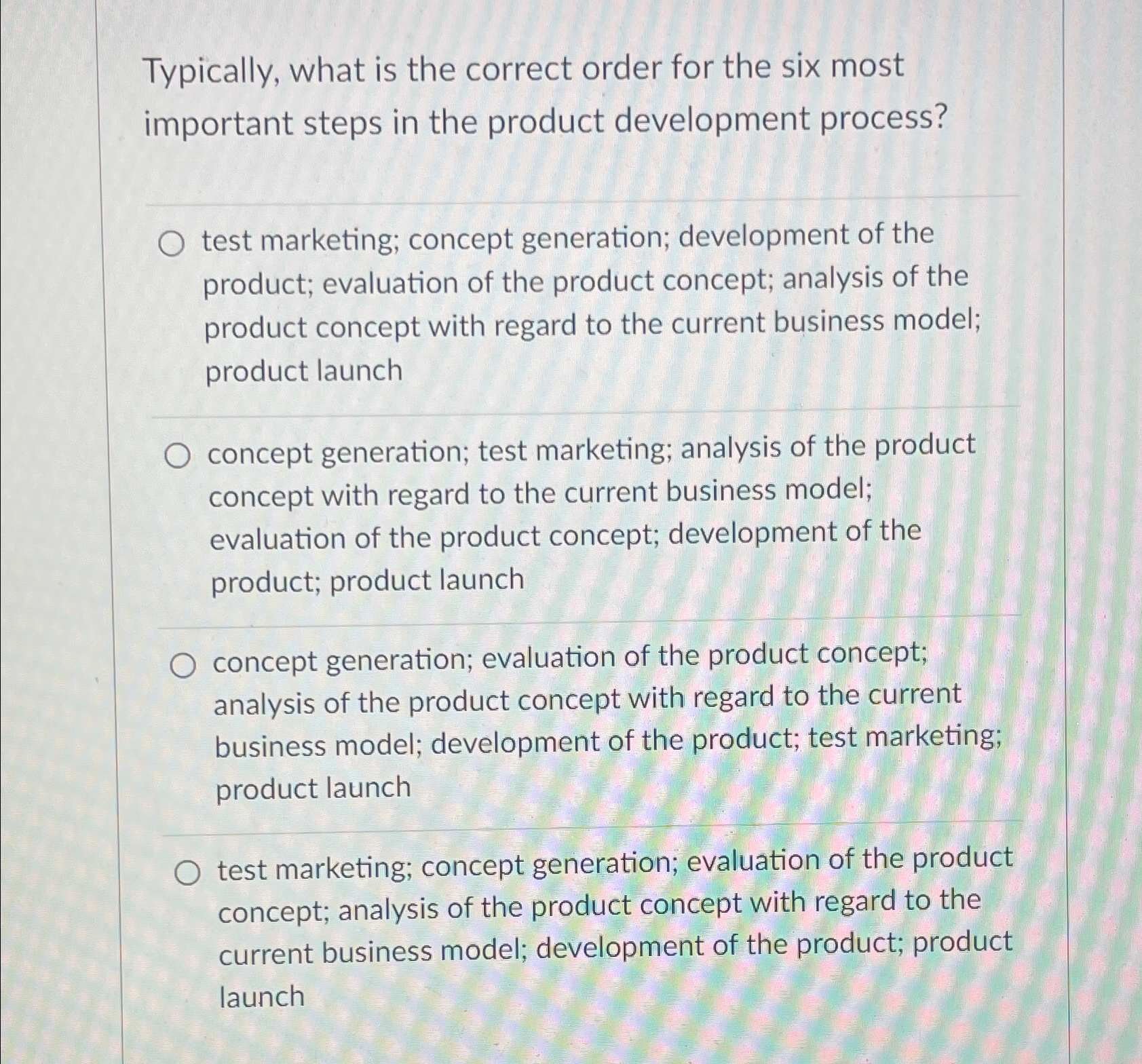  Typically, what is the correct order for the six most important