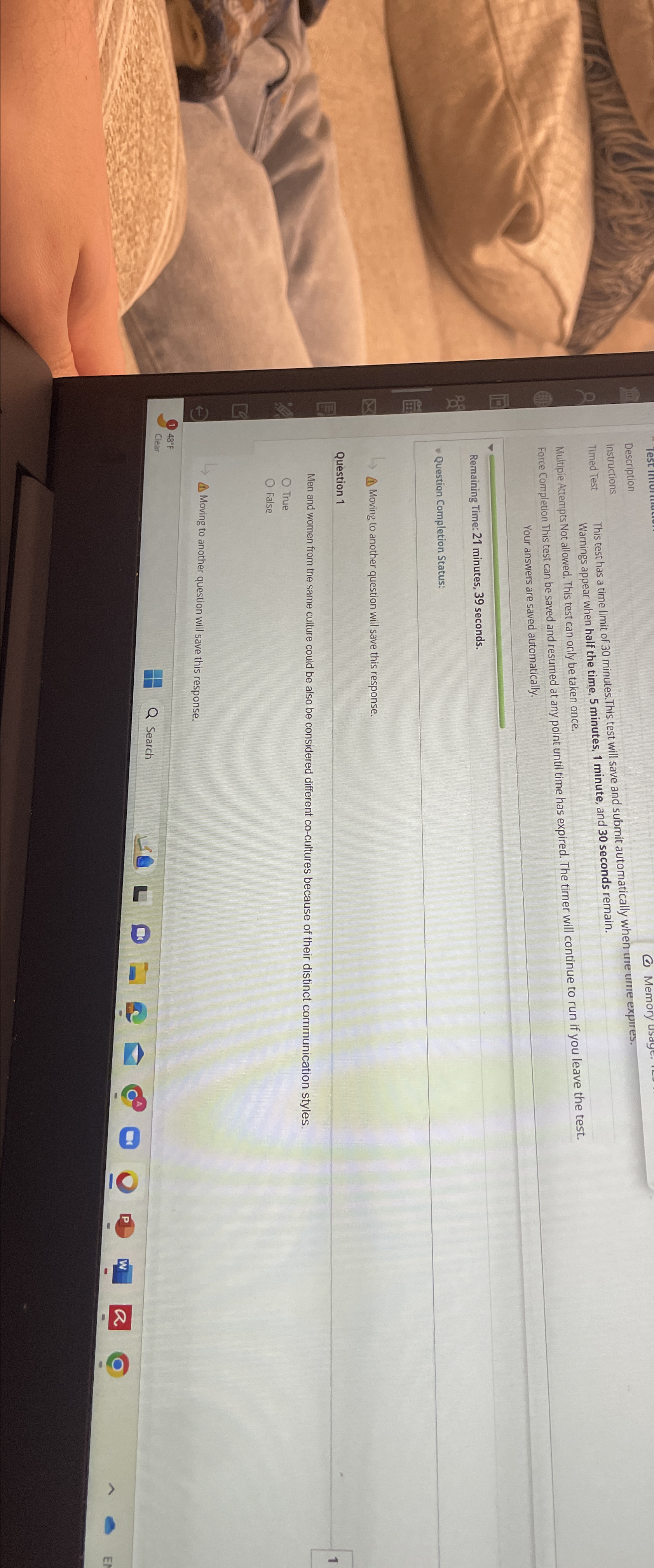  Description Memory usay Instructions This test has a time limit of