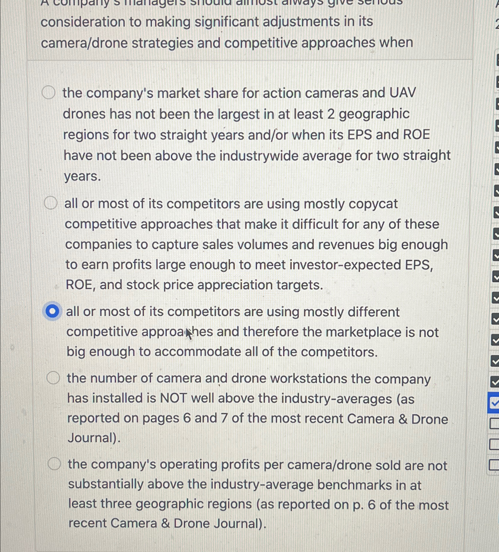  consideration to making significant adjustments in its camera/drone strategies and competitive