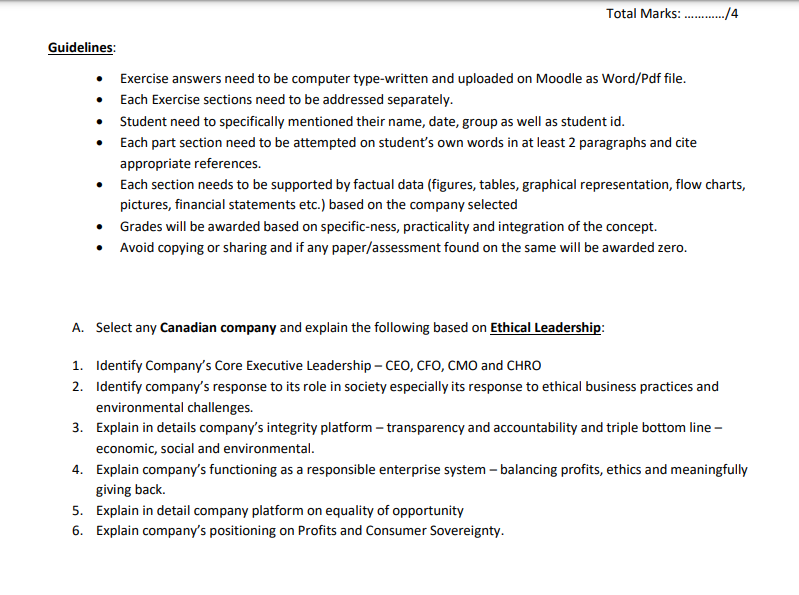 Guidelines: Exercise answers need to be computer type-written and uploaded on Moodle