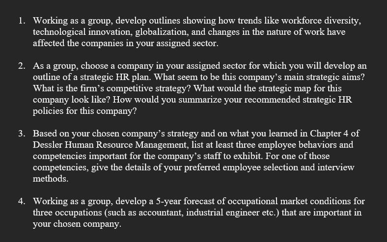 1. Working as a group, develop outlines showing how trends like