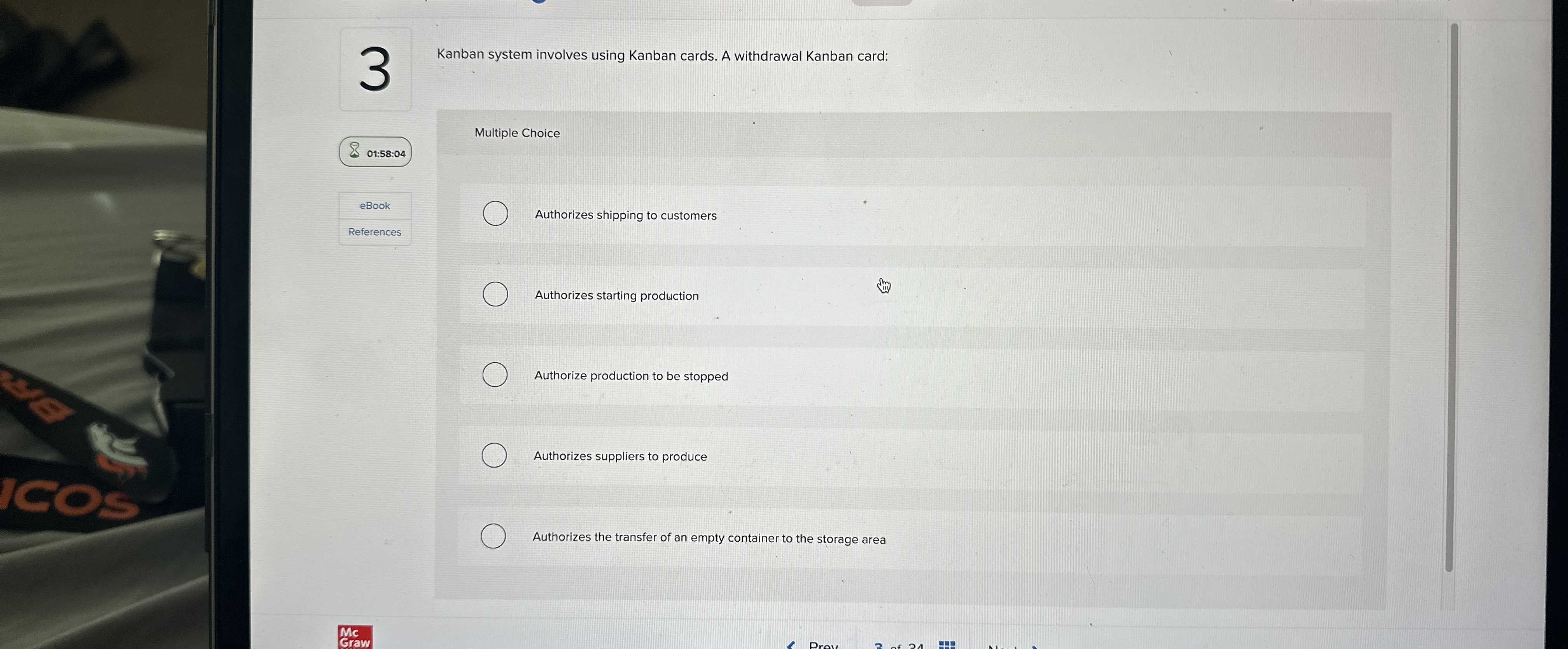  3 Kanban system involves using Kanban cards. A withdrawal Kanban card: