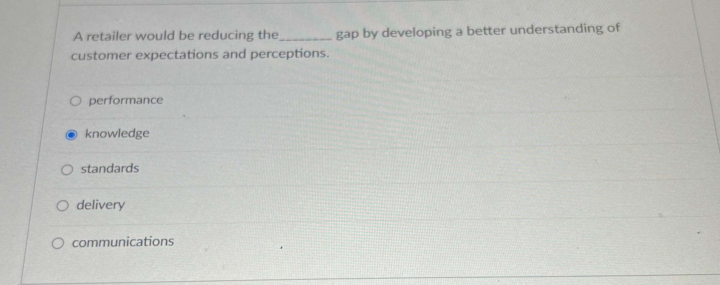  A retailer would be reducing the gap by developing a better