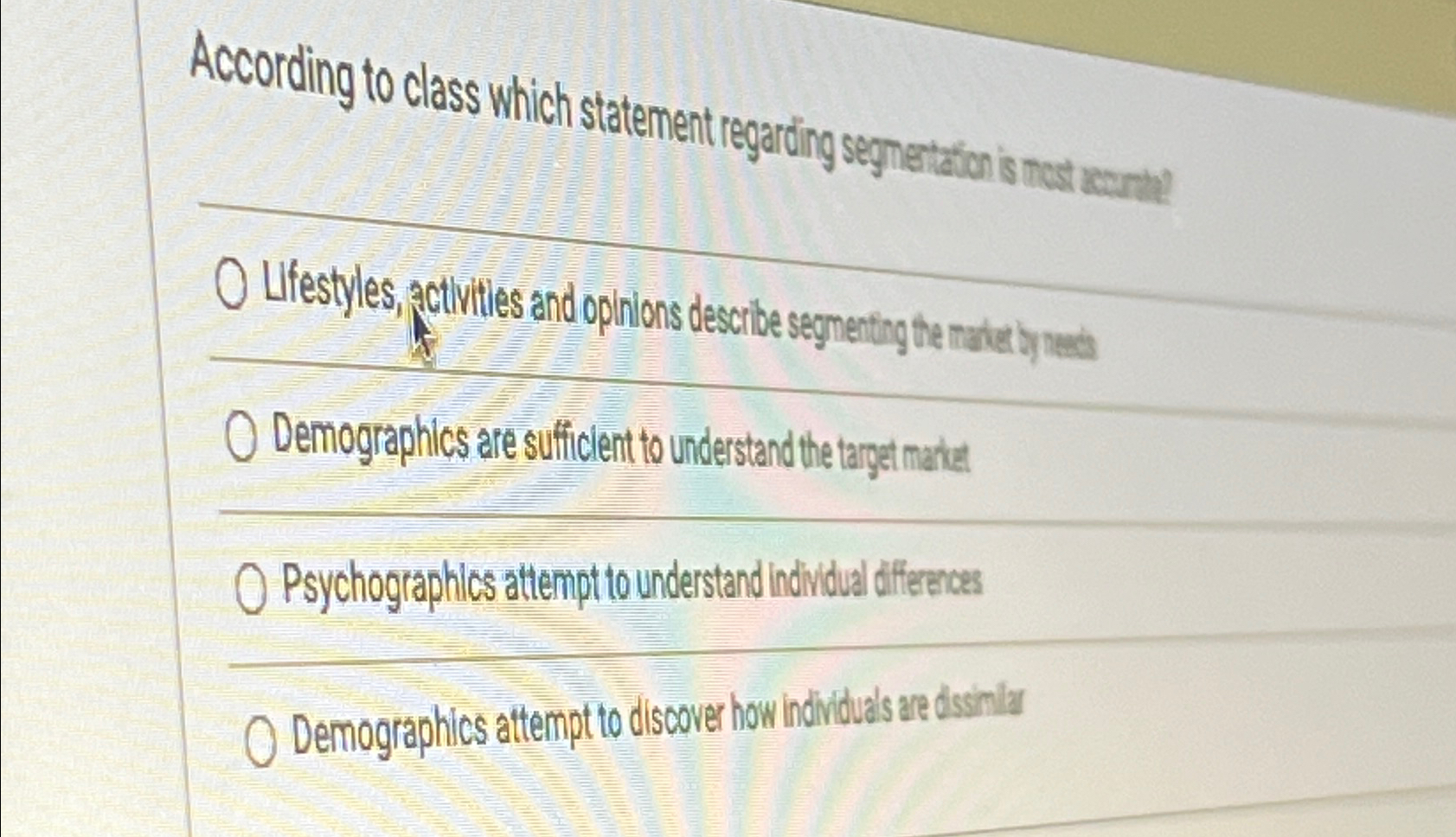  According to class which statement regarding semestation is Most Accurate Lifestyle