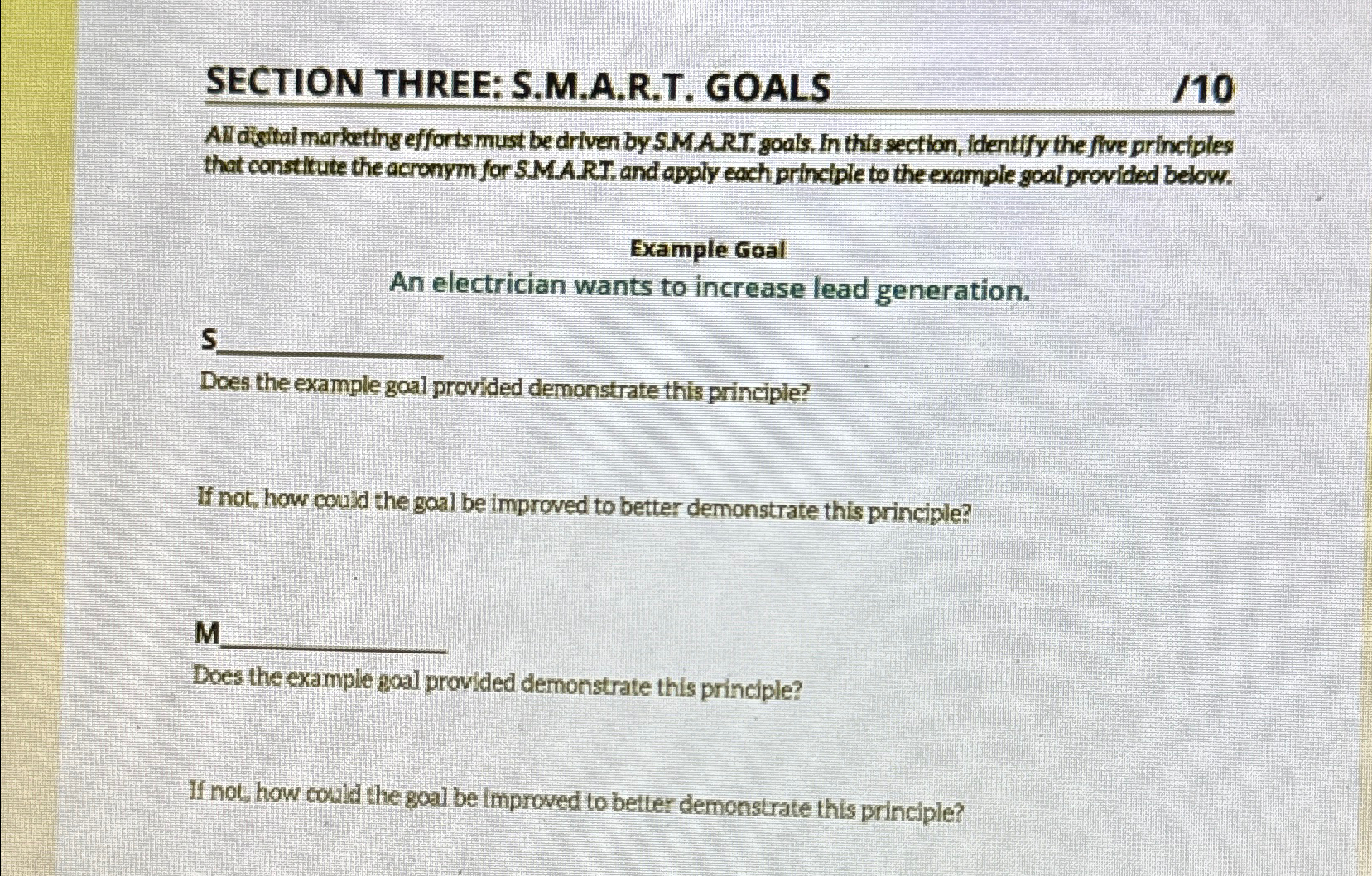  SECTION THREE: S.M.A.R.T. GOALS 110 AI digitai marketing efforts must be