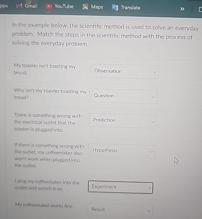  Gmail YouTube Maps Translate In the example below, the scientific method