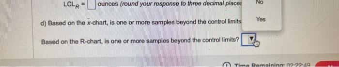 n=5 ) taken. The population process standard deviation is 1.20 . a)