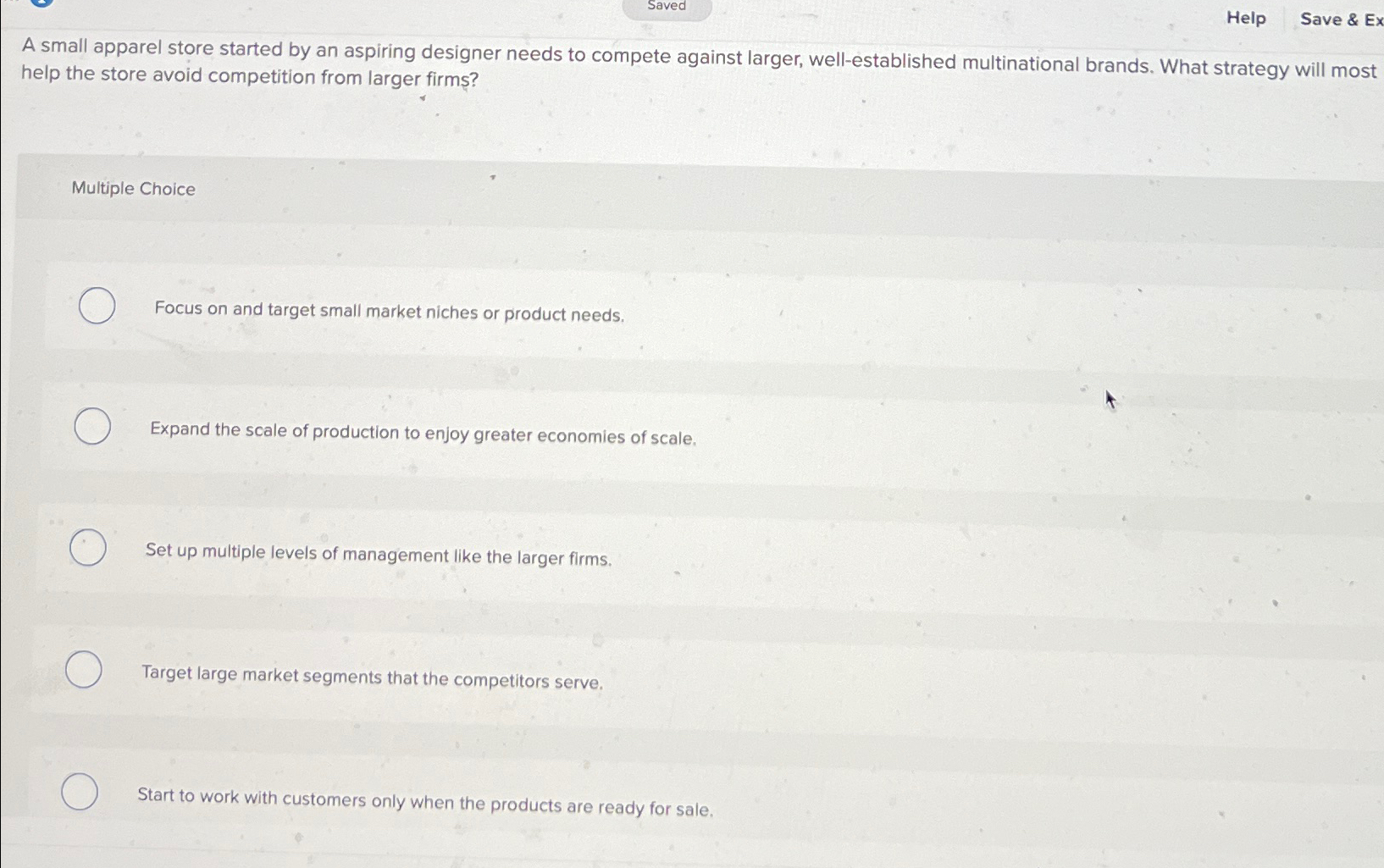  Saved Help Save & Ex A small apparel store started by