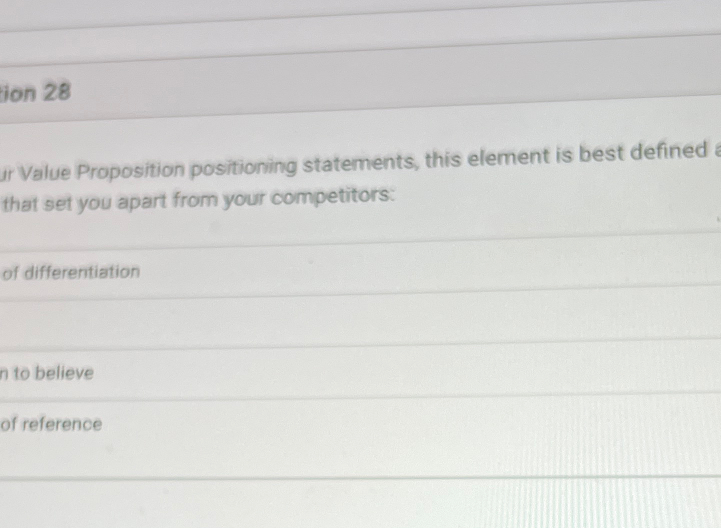  ion 28 Ir Value Proposition positioning statements, this element is best