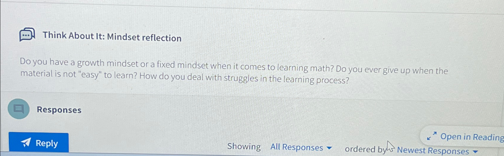 Think About It: Mindset reflection Do you have a growth mindset