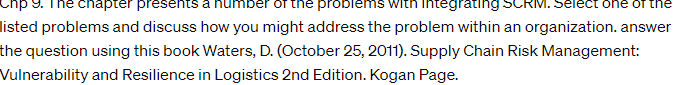  listed problems and discuss how you might address the problem within