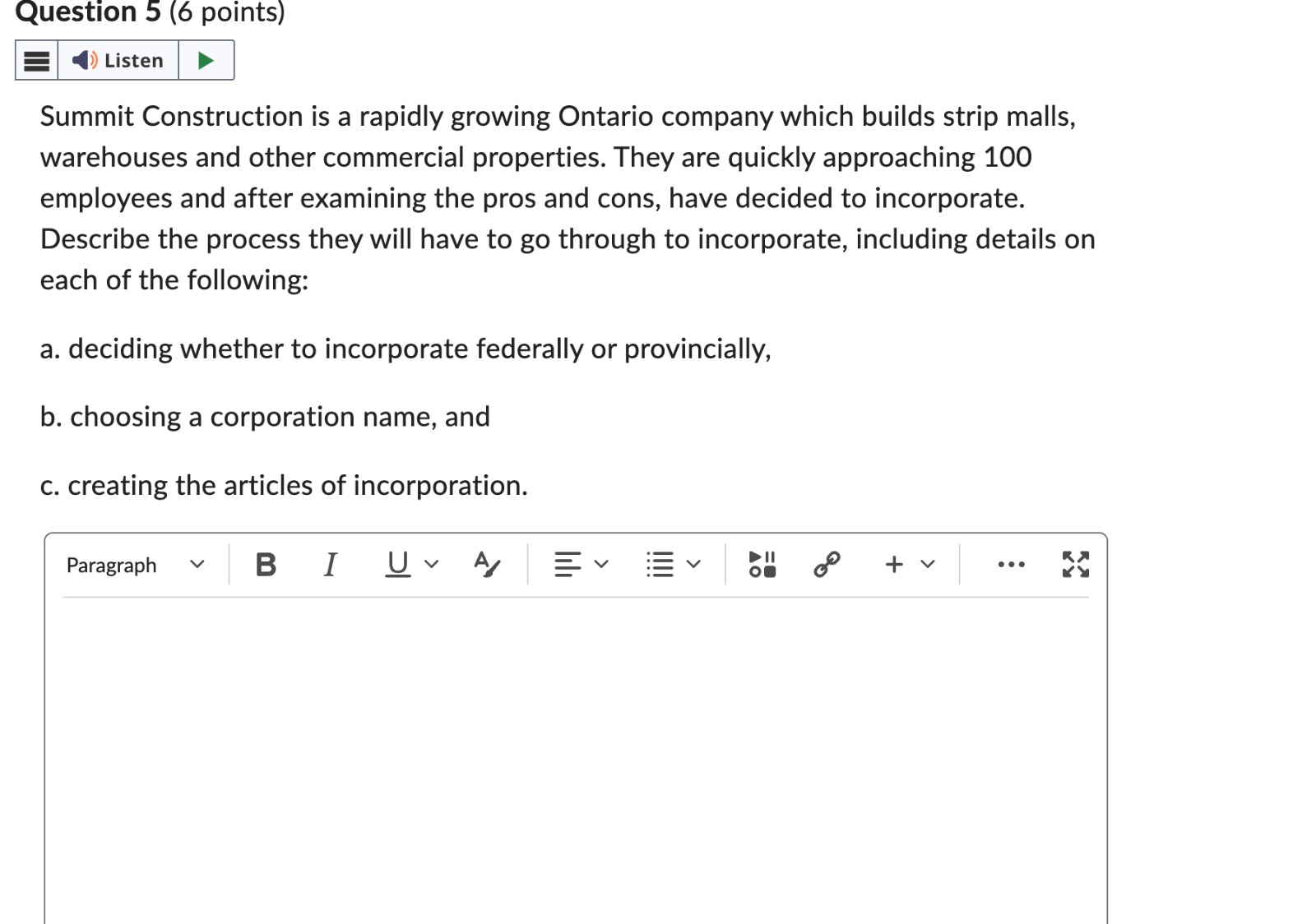 Question 5 (6 points) au Summit Construction is a rapidly growing