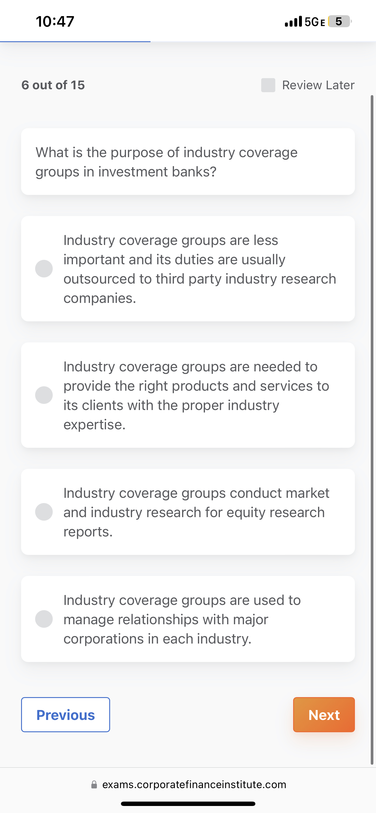  10:47 .Ill 5GE 5 6 out of 15 Review Later What