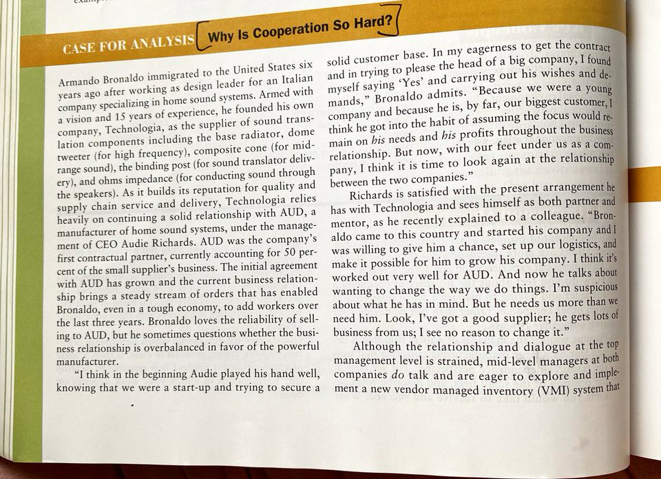  CASE FOR ANALYSIS Why Is Cooperation So Hard? Armando Bronaldo immigrated