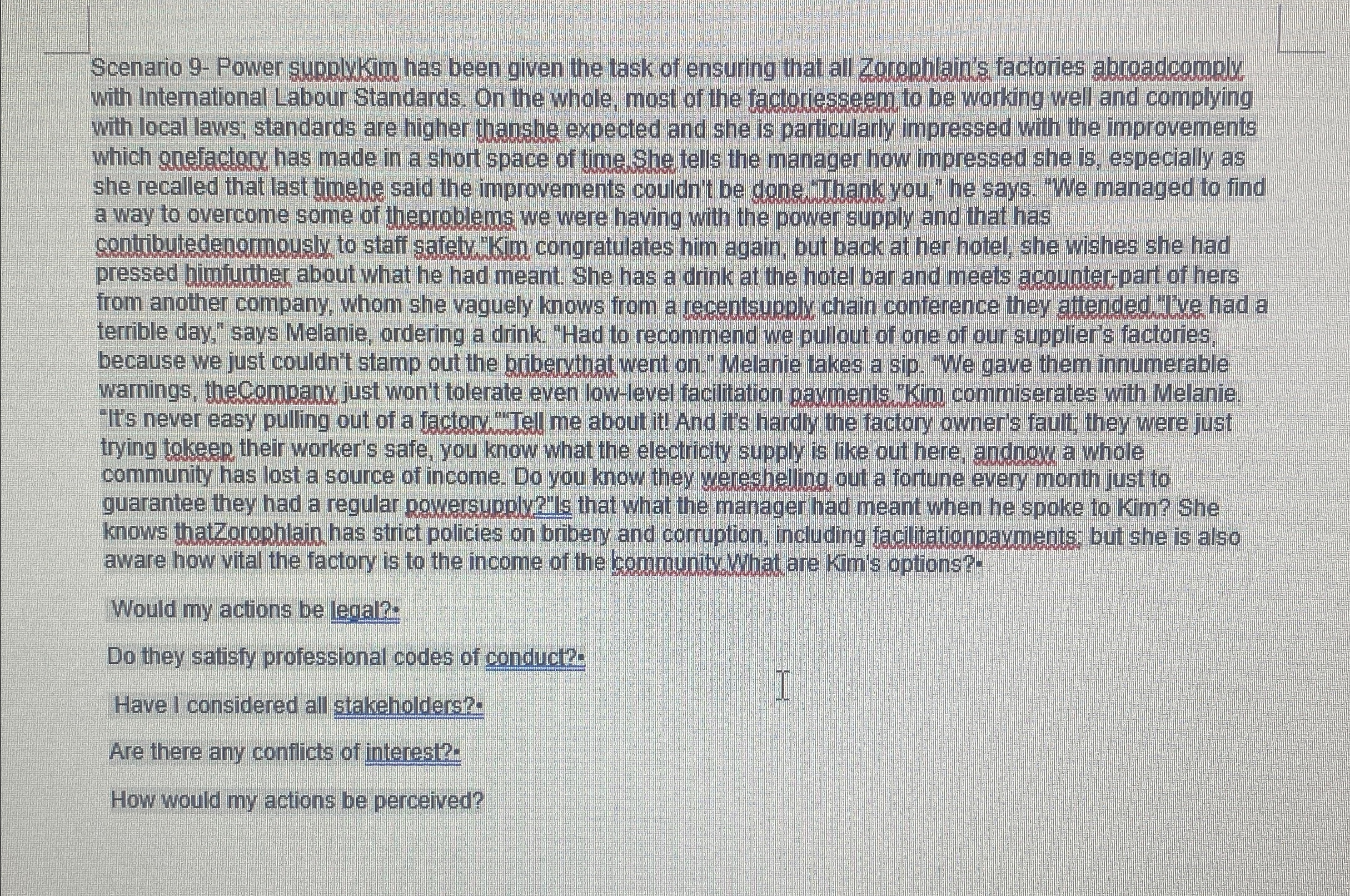  Scenario 9- Power supplyKim has been given the task of ensuring