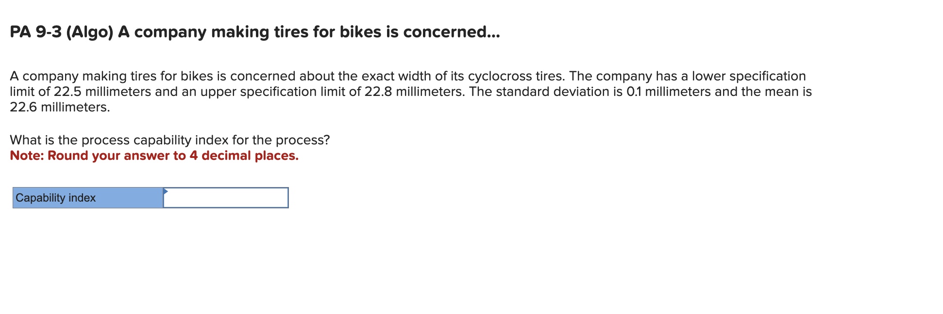  PA 9-3(Algo) A company making tires for bikes is concerned... A