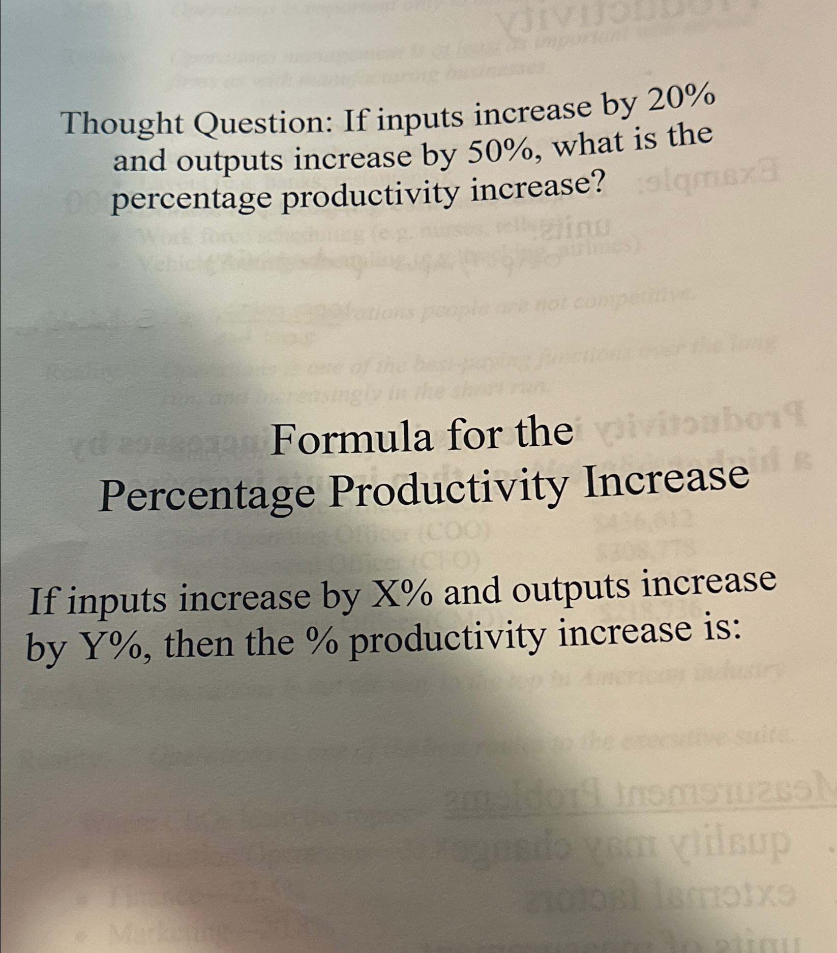  Thought Question: If inputs increase by 20% and outputs increase by