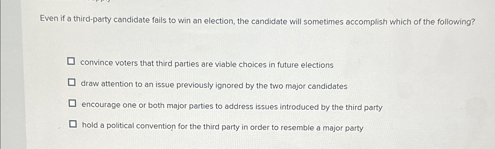  Even if a third-party candidate fails to win an election, the