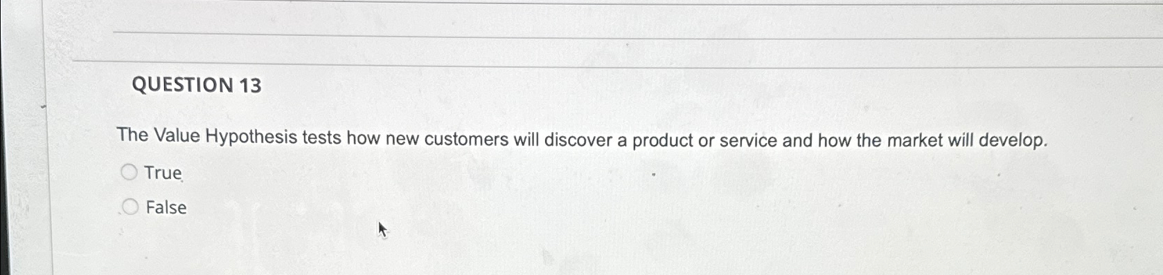  QUESTION 13 The Value Hypothesis tests how new customers will discover