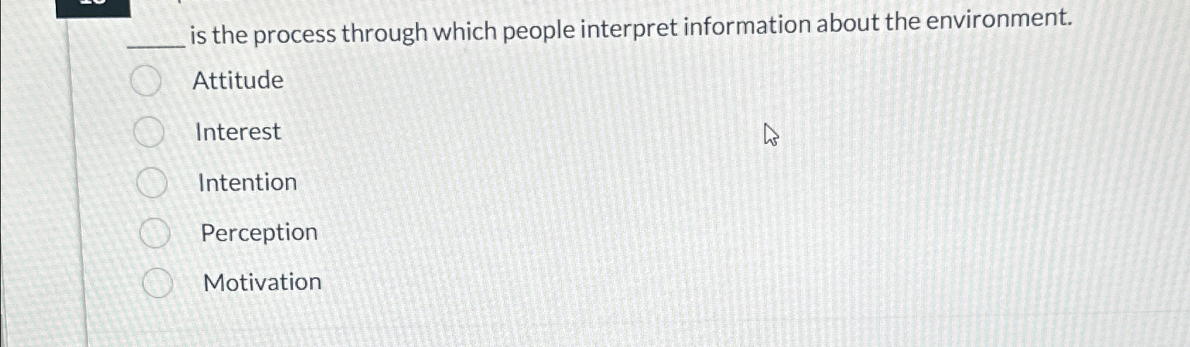  is the process through which people interpret information about the environment.