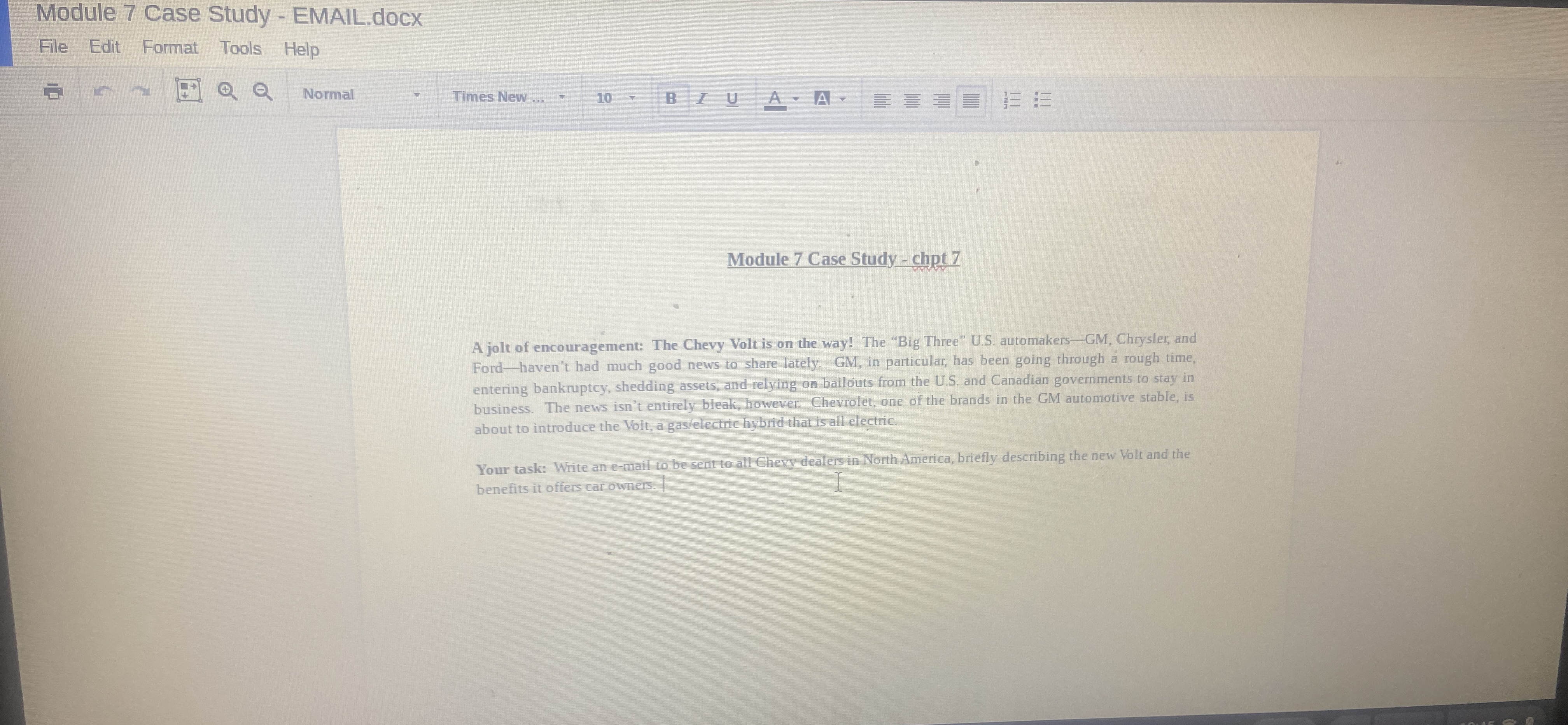  Module 7 Case Study - EMAIL.docx File Edit Format Tools Help