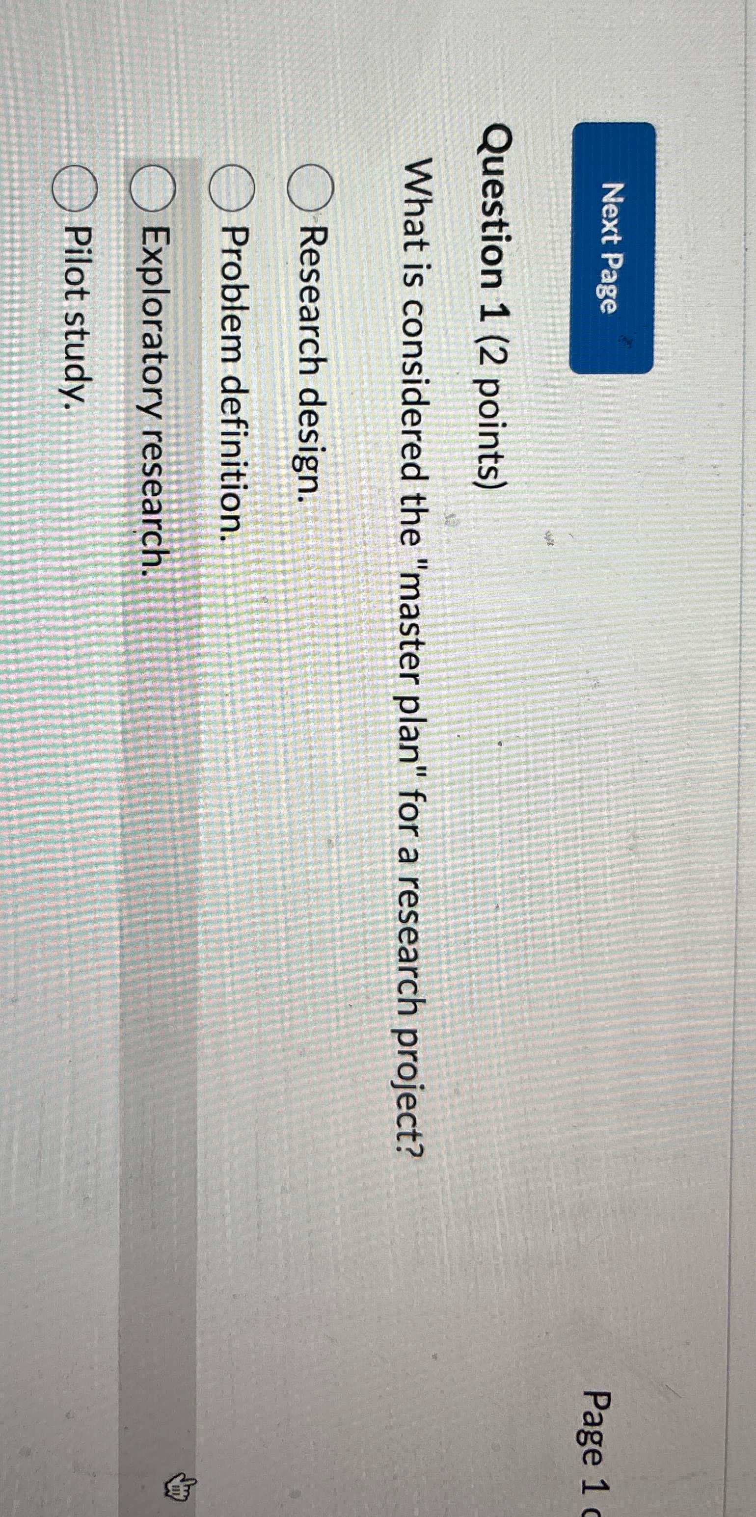  Page 1 c Question 1(2 points) What is considered the "master