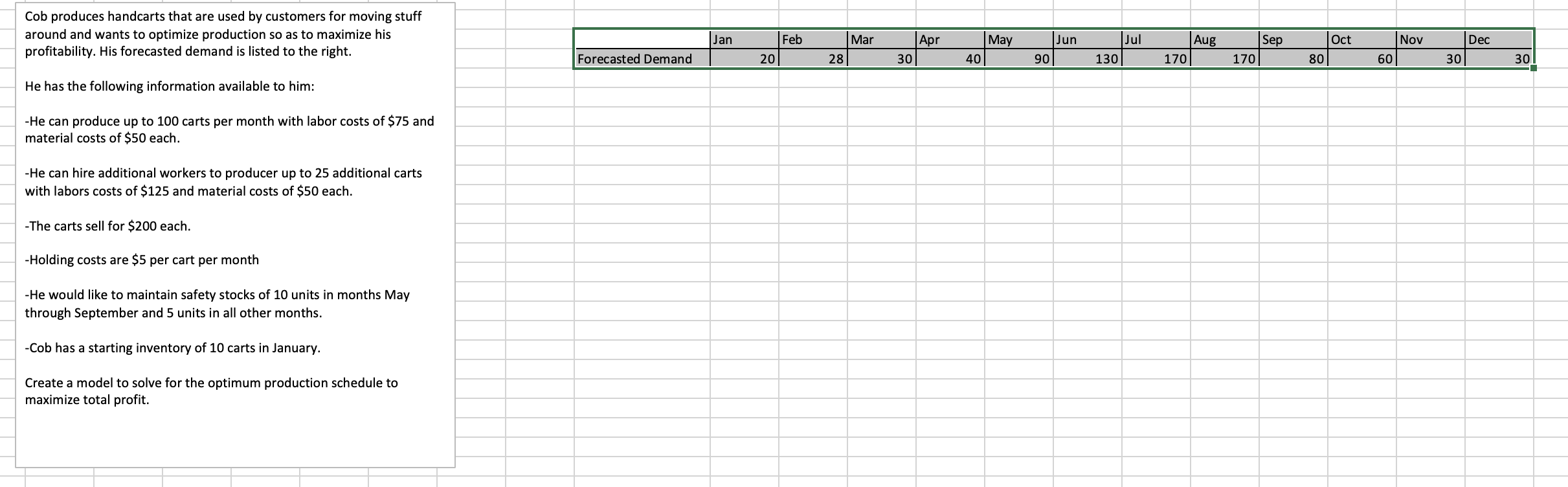  Please help me to solve this question with Excel (This class