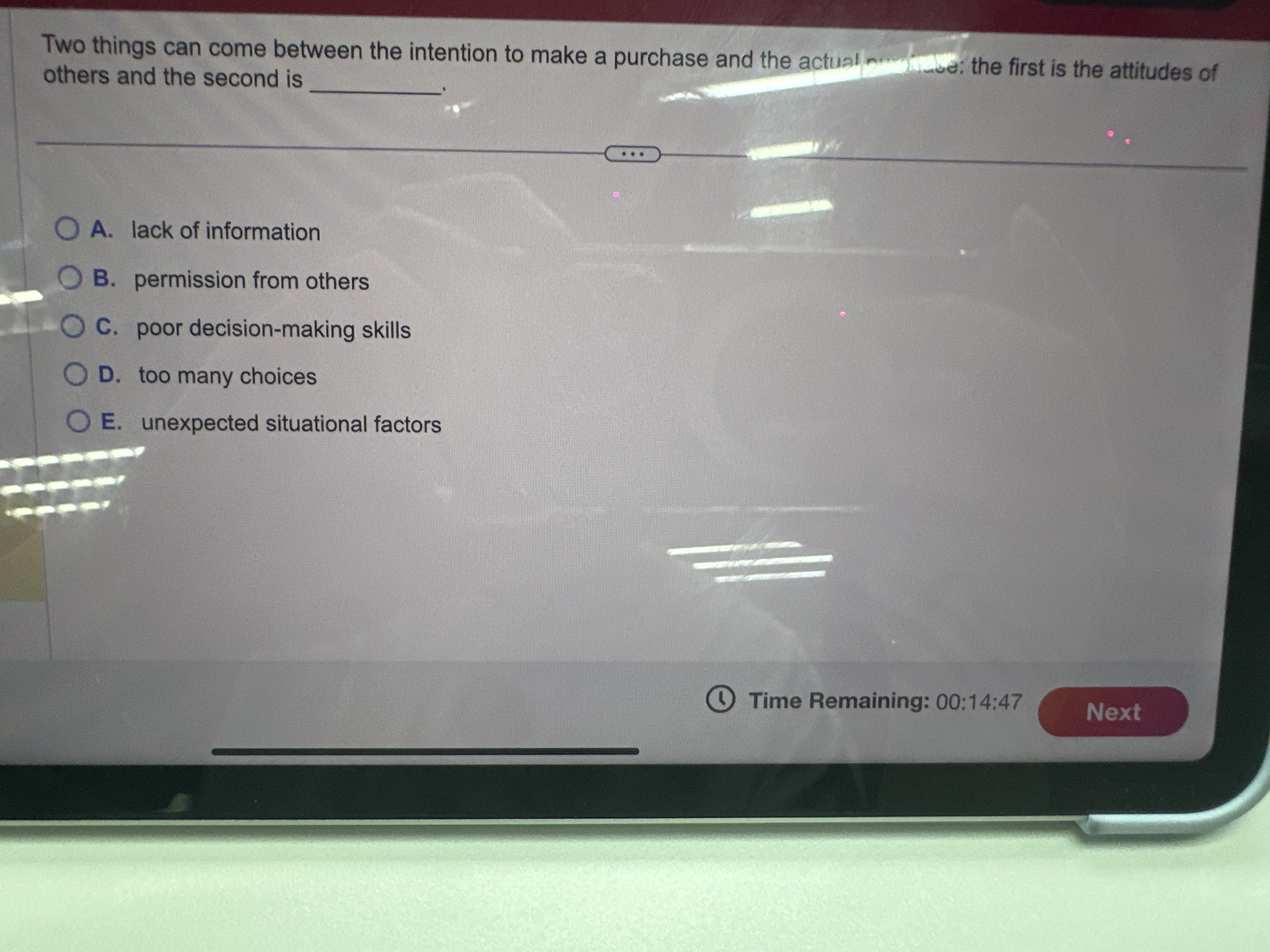  Two things can come between the intention to make a purchase