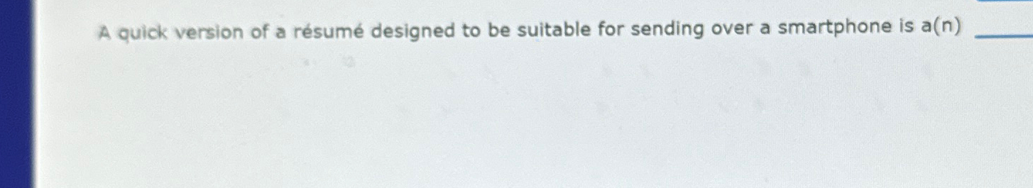  A quick version of a rsum designed to be suitable for