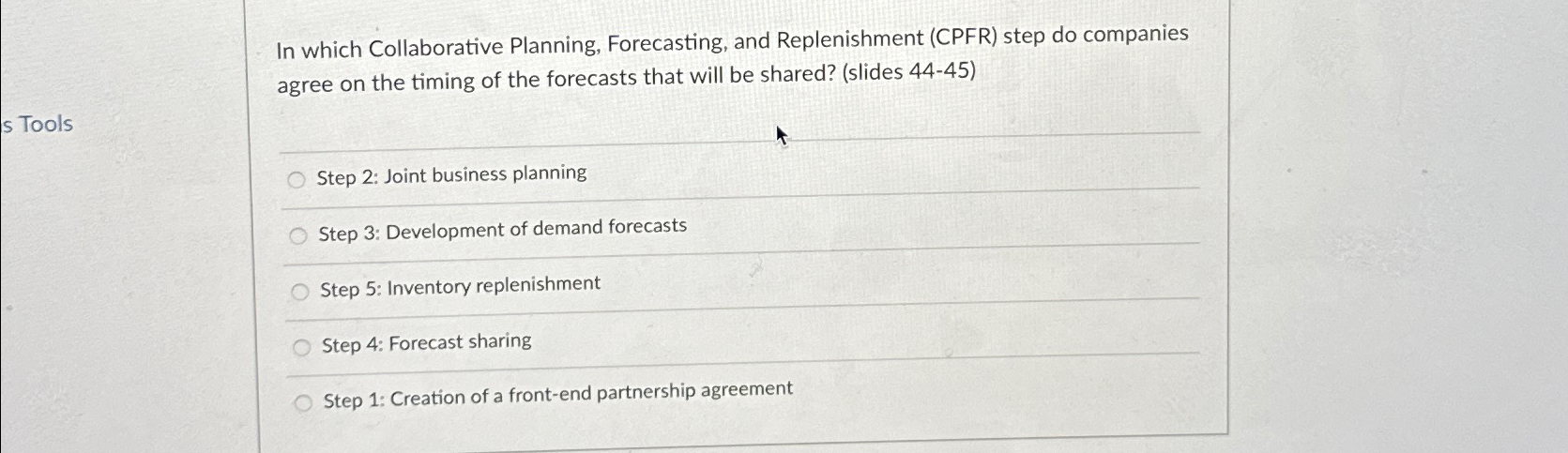  In which Collaborative Planning, Forecasting, and Replenishment (CPFR) step do companies