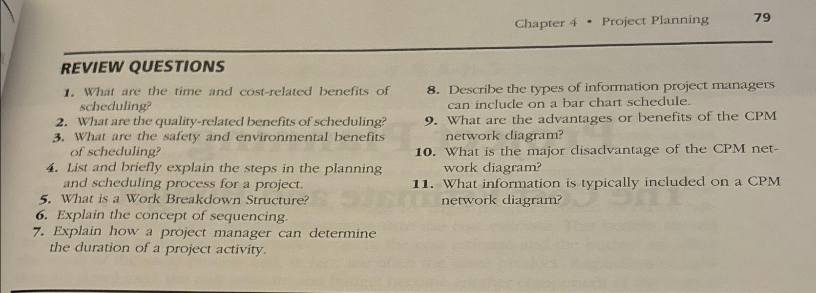  Chapter 4- Project Planning 79 REVIEW QUESTIONS What are the time