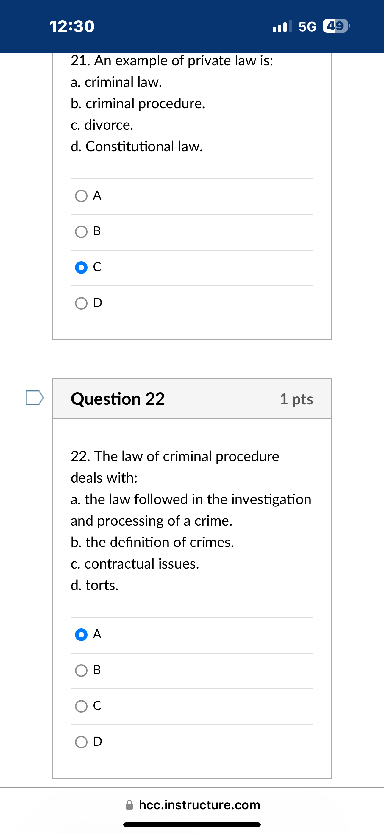 5 1 pts 5. The \"prior notice\" doctrine requires that fair warning