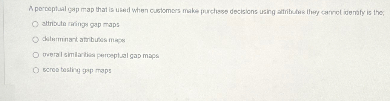  A perceptual gap map that is used when customers make purchase