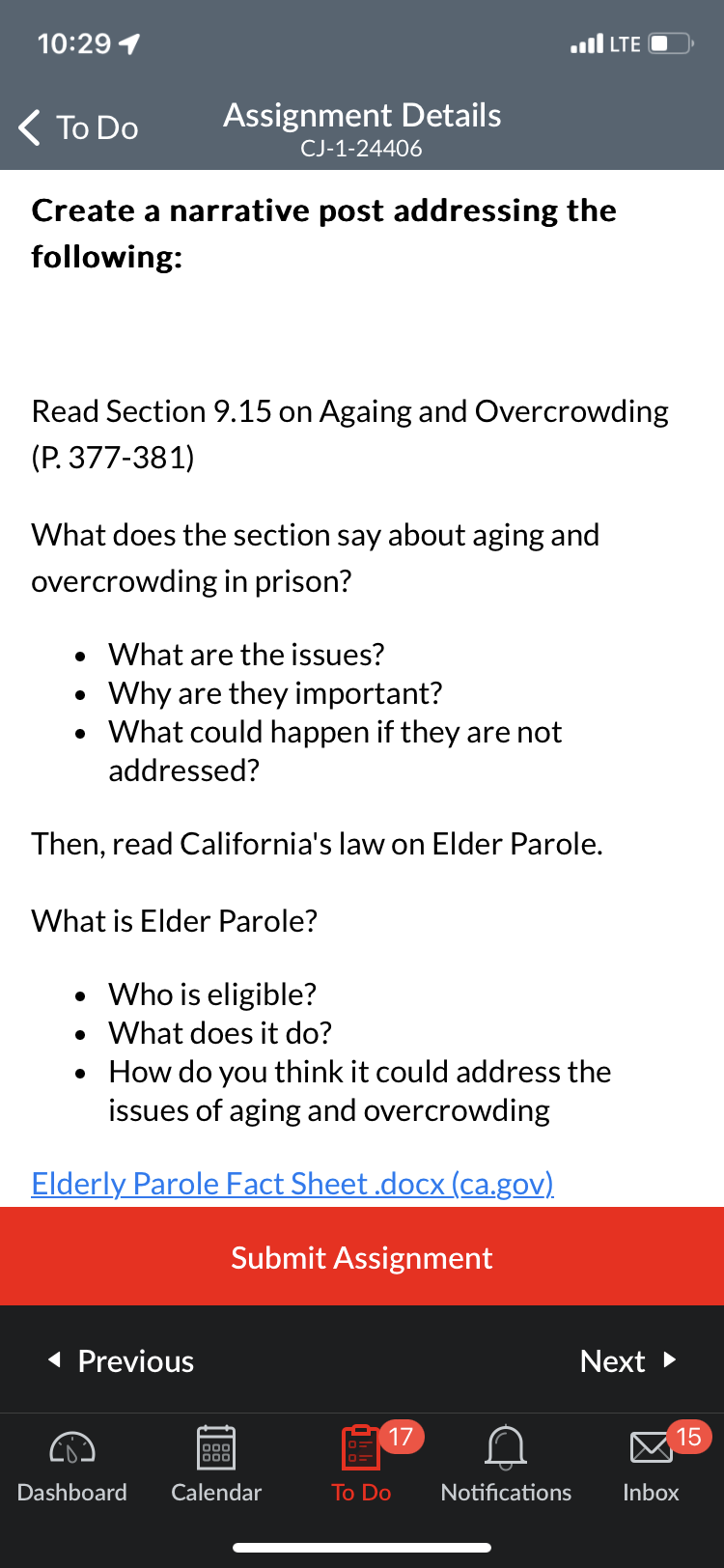  10:29 9 S e QI Assignment Details CJ-1-24406 Create a narrative