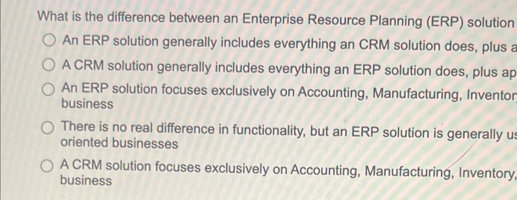  What is the difference between an Enterprise Resource Planning (ERP) solution