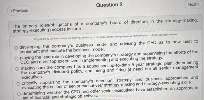 corporations, strategy-making is primarily the joint responsibility of a company's senior executives