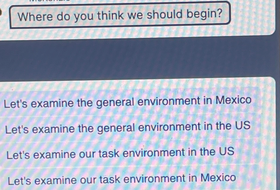  Where do you think we should begin? Let's examine the general