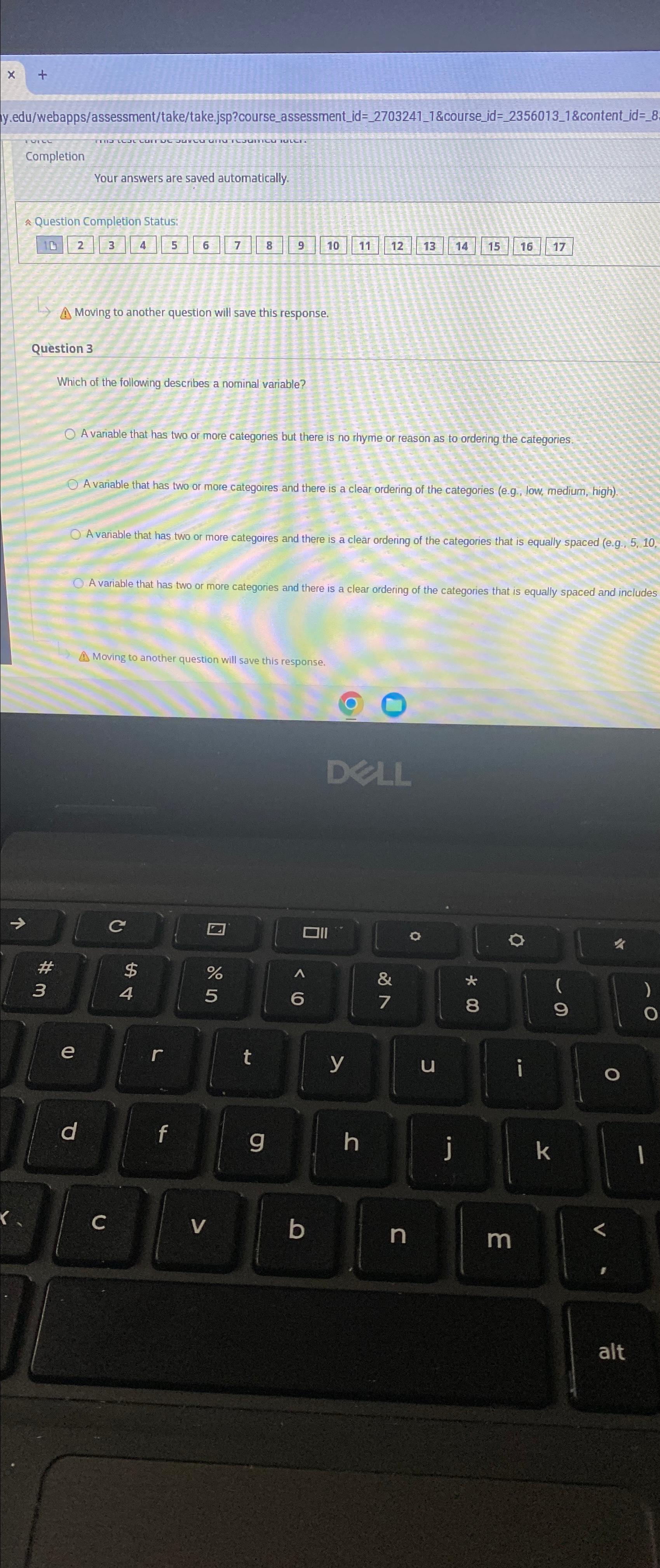  y.edu/webapps/assessment/take/take.jsp?course_assessment_id=_2703241_1&course_id=_2356013_18content_id=_8 Completion Your answers are saved automatically. A Question Completion Status: