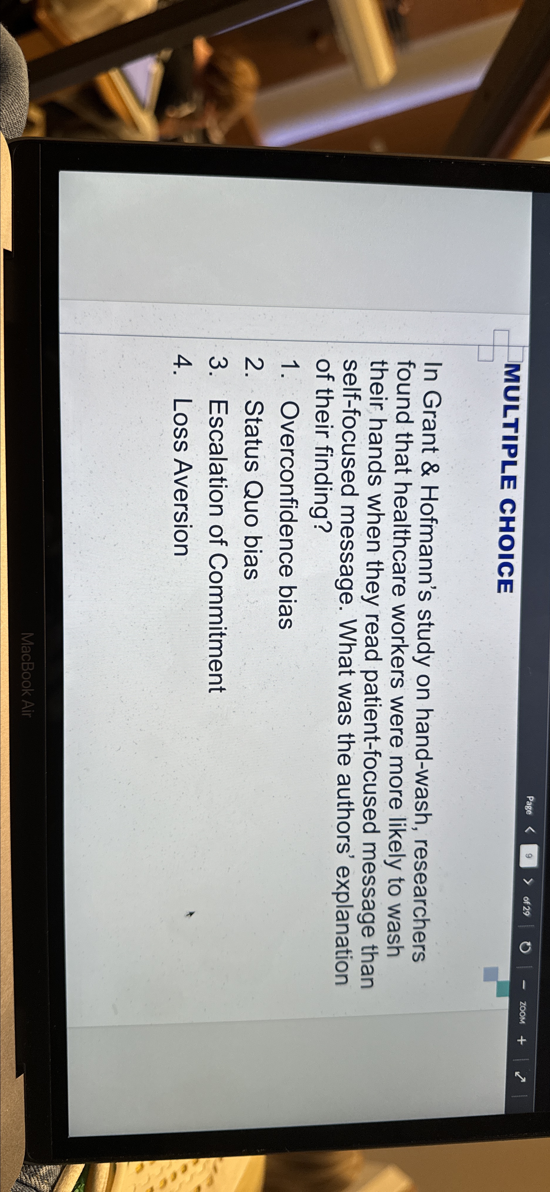  MULTIPLE CHOICE In Grant & Hofmann's study on hand-wash, researchers found