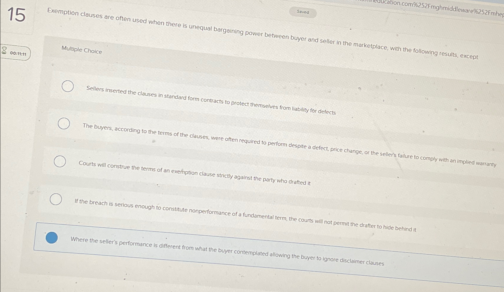  15 Exemption clauses are often used when there is unequal bargaining