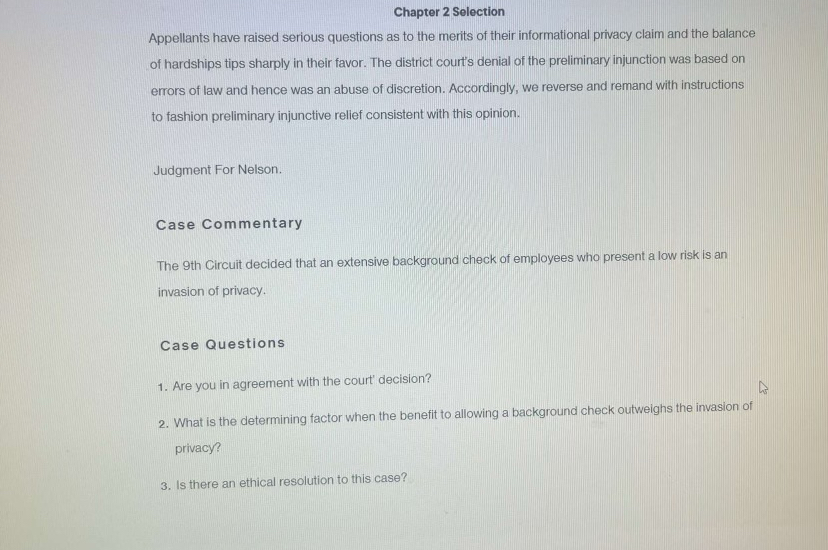  Case 2.1 Robert M. Nelson v. National Aeronautics and Space Administration