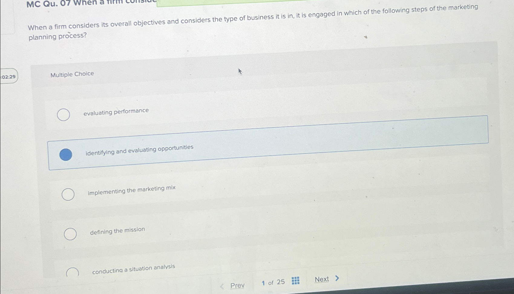  MC Qu.07 When a When a firm considers its overall objectives